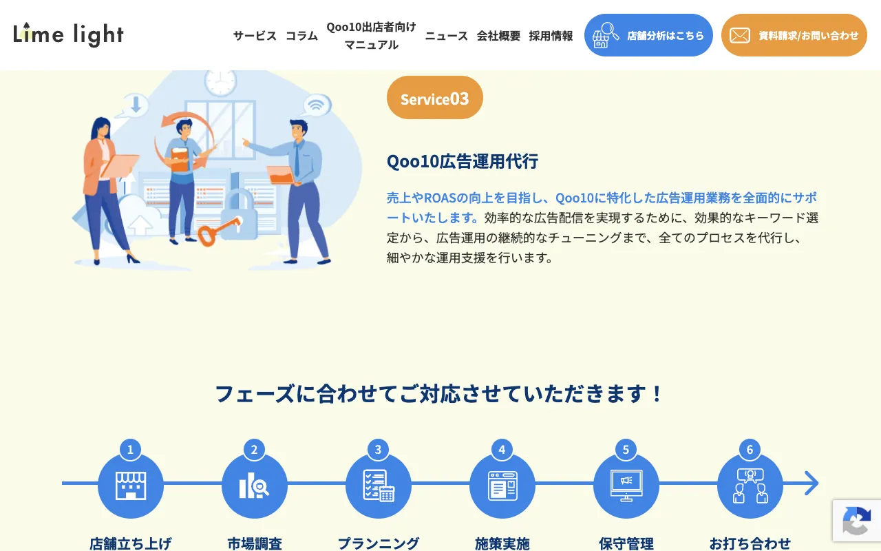 Limelight Qoo10広告運用代行の公式サイトのトップページ