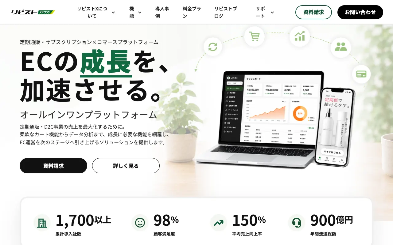 リピストX（クロス）の公式サイトのトップページ