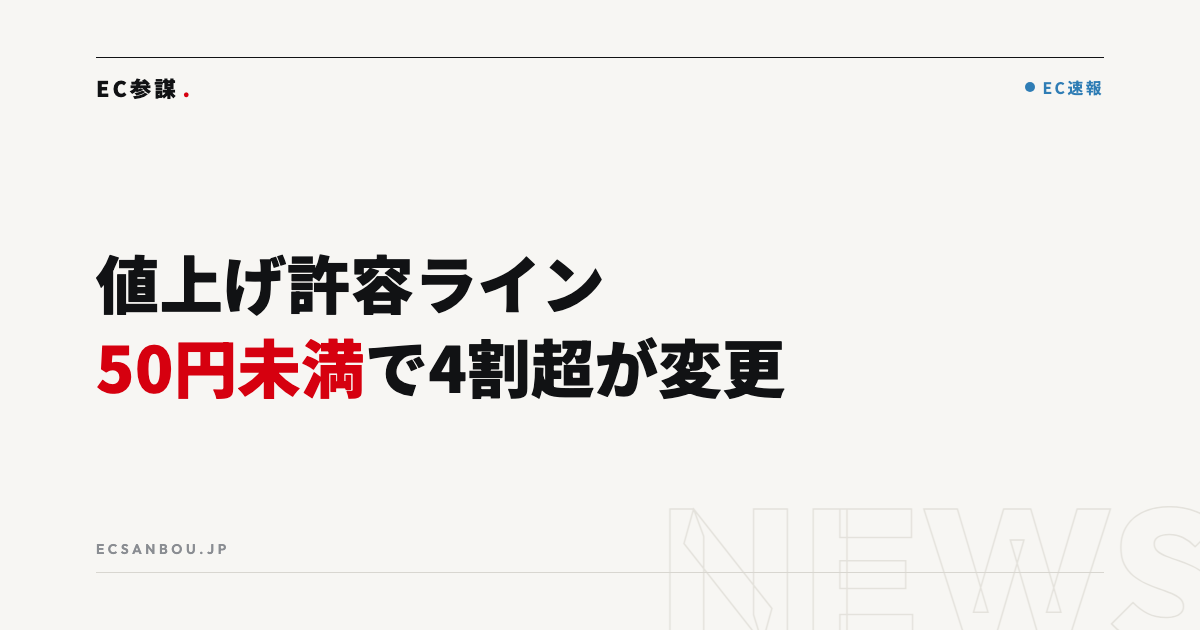 値上げ許容ラインは「50円未満」で4割超｜EC運営者にとっての意味と今やるべきこと